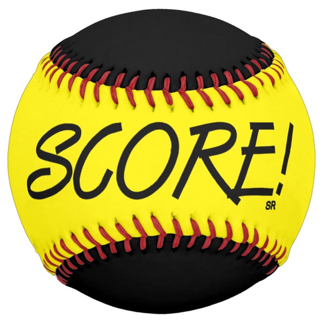 Balle De Softball Partition jaune et noir softball (Devant)