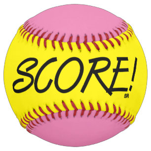 Balle De Softball Partition jaune et rose