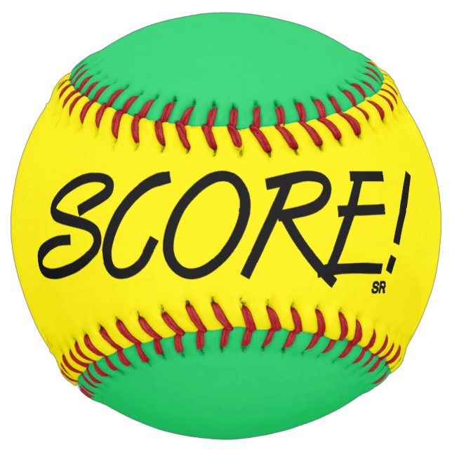 Balle De Softball Partition jaune et vert softball (Devant)