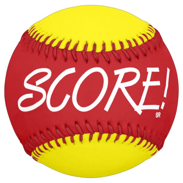 Balle De Softball Partition rouge et jaune softball (Devant)