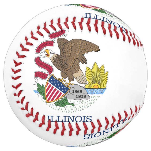 Balle De Softball Patriotic Softball with flag of Illinois, USA (Devant gauche)