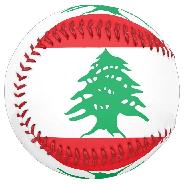 Balle De Softball Patriotic Softball with flag of Lebanon (Devant gauche)