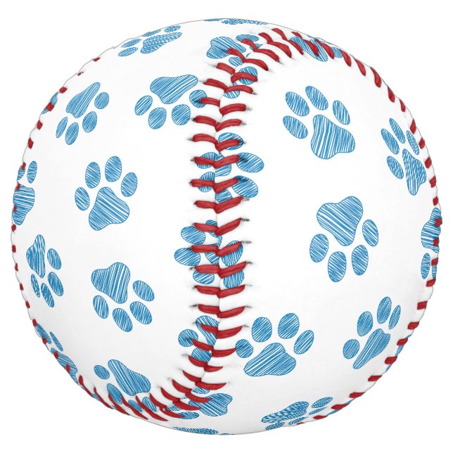 Balle De Softball Patrouilles de Doodle, Paws de Chien, Paws Bleus (Incliné)