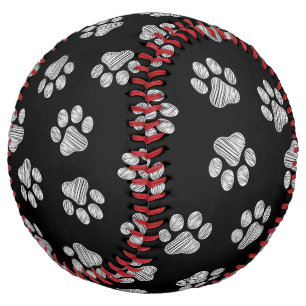 Balle De Softball Pattes de Doodle, Pattes de Chien, Pattes Blanches