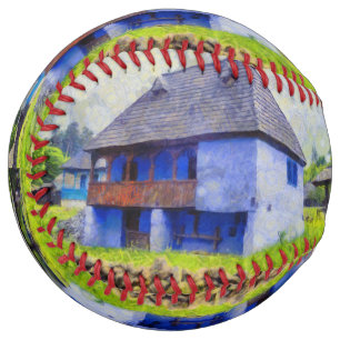 Balle De Softball Peinture de maison bleue