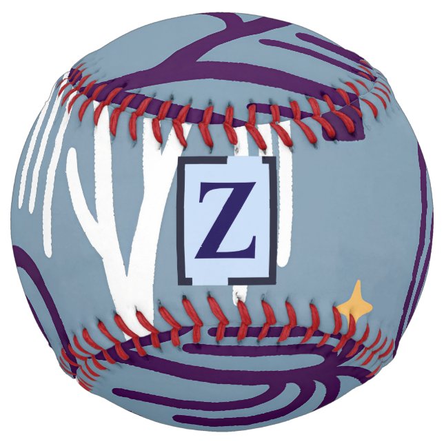 Balle De Softball Personnalisé Monogramme Willow Tree Motif Bleu Sof (Devant)