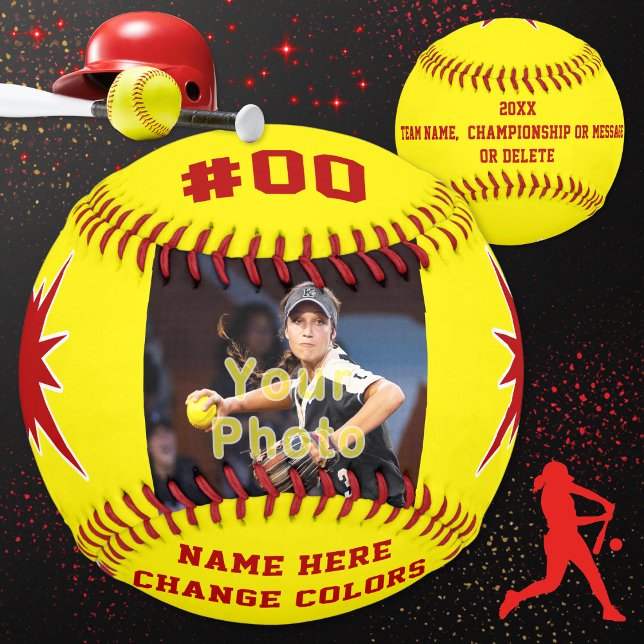 Balle De Softball Personnaliser Photo Softball Senior Night Cadeaux  (Senior night softball ideas. Personalized gifts for softball team. Best gifts for softball players. )