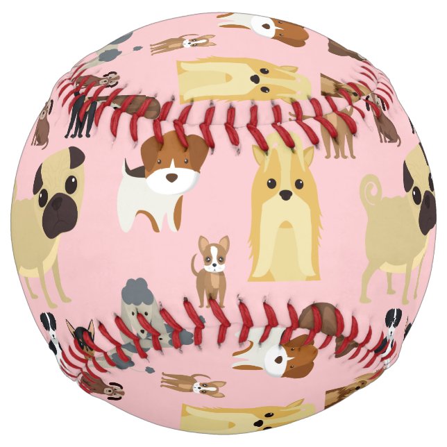 Balle De Softball pink background dogs (Devant)