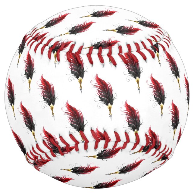 Balle De Softball Plume rouge avec pointe en or (Devant)