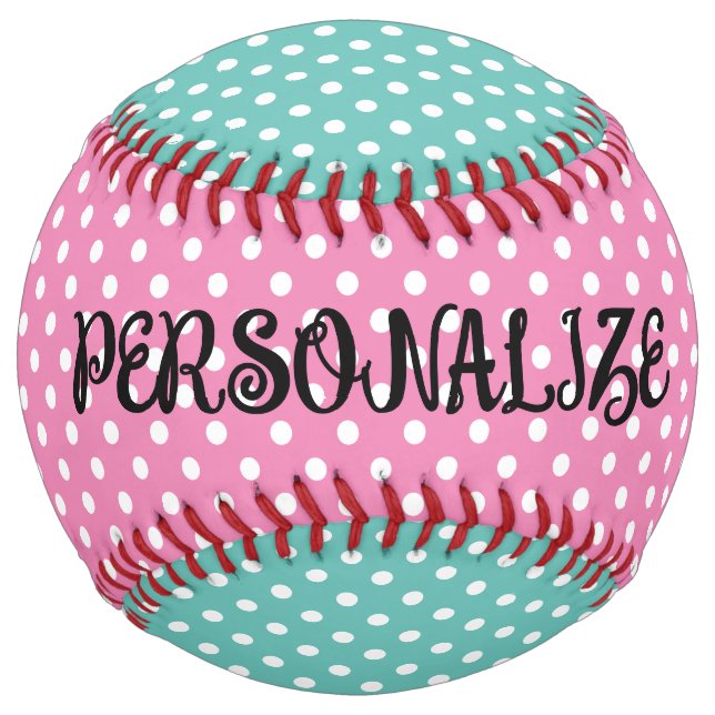 Balle De Softball Poche rose et turquoise pois motif softball cadeau (Devant)
