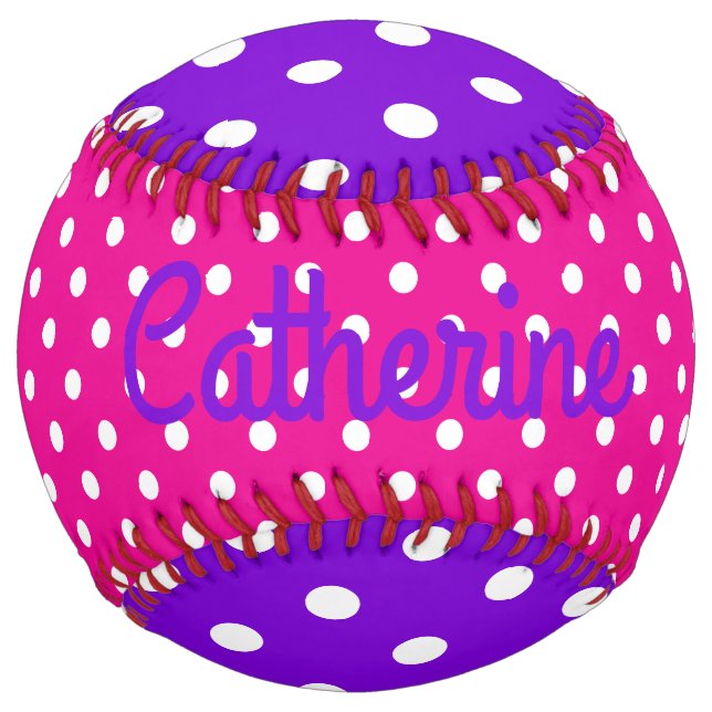 Balle De Softball Preppy Pink Purple and White Polka Dot (Devant)