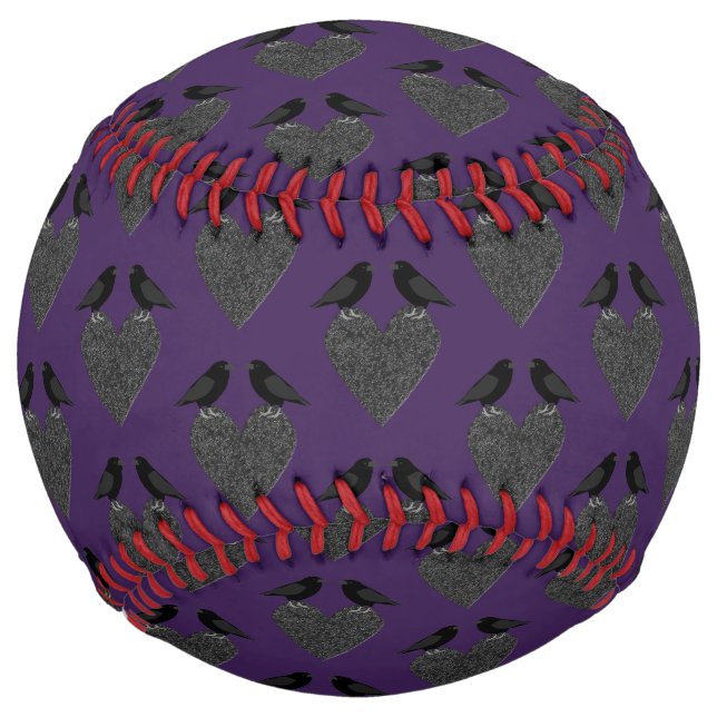 Balle De Softball Ravens gothiques et Coeur noir (Devant)