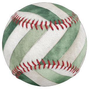 Balle De Softball Rayures Vertes Blanches