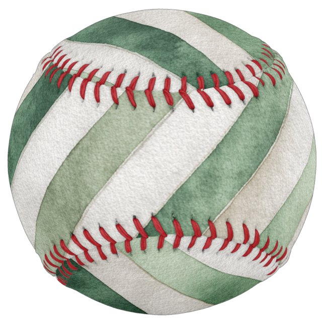 Balle De Softball Rayures Vertes Blanches (Devant)