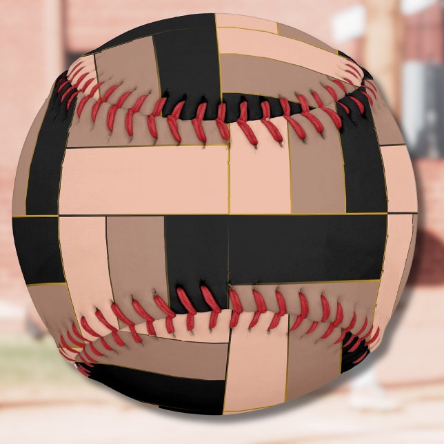 Balle De Softball Rectangles géométriques Brown Mocha Noir (Créateur téléchargé)