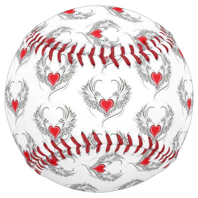 Balle De Softball Red Angel Coeur avec ailes (Devant)