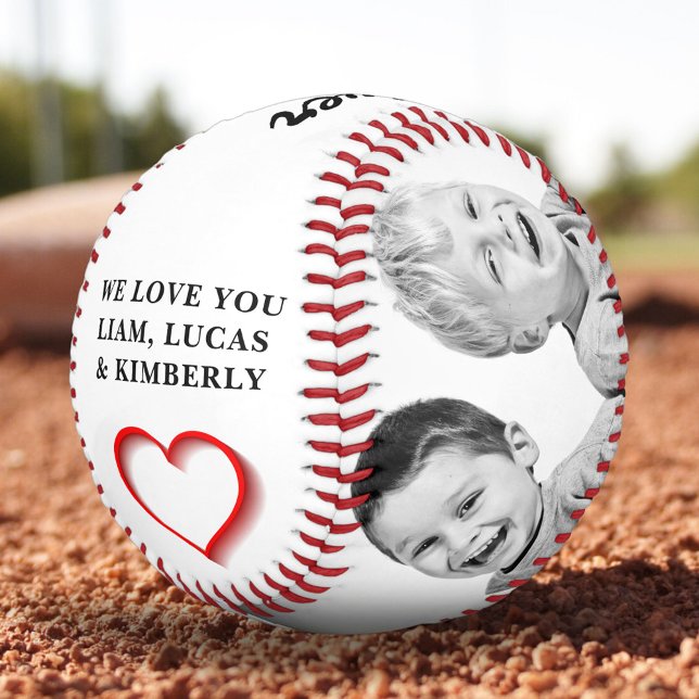 Balle De Softball Red Heart père papa 2 Photo Collage (Créateur téléchargé)