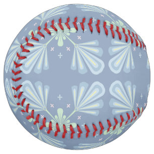 Balle De Softball Répétition abstraite florale bleu pastel