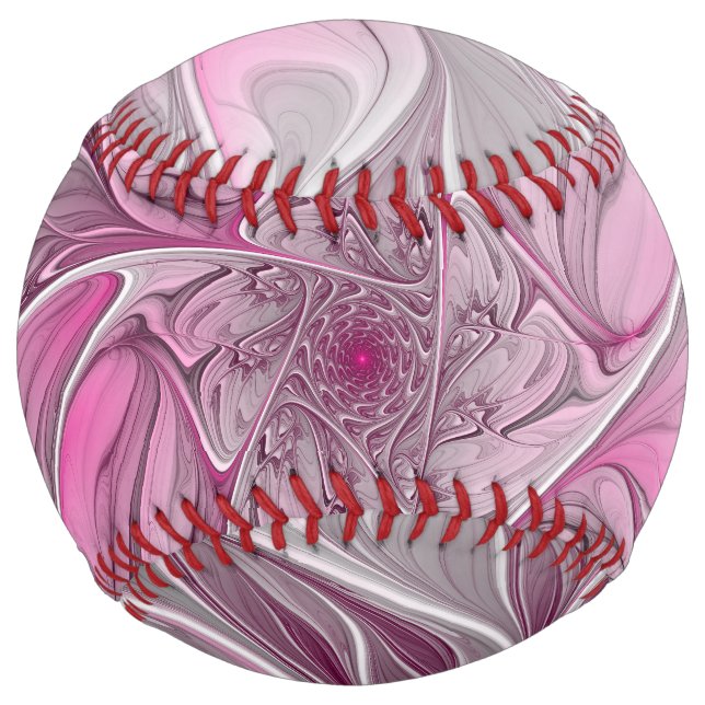 Balle De Softball Rêve de fleur rose fractal, Motif d'Imaginaire flo (Devant)