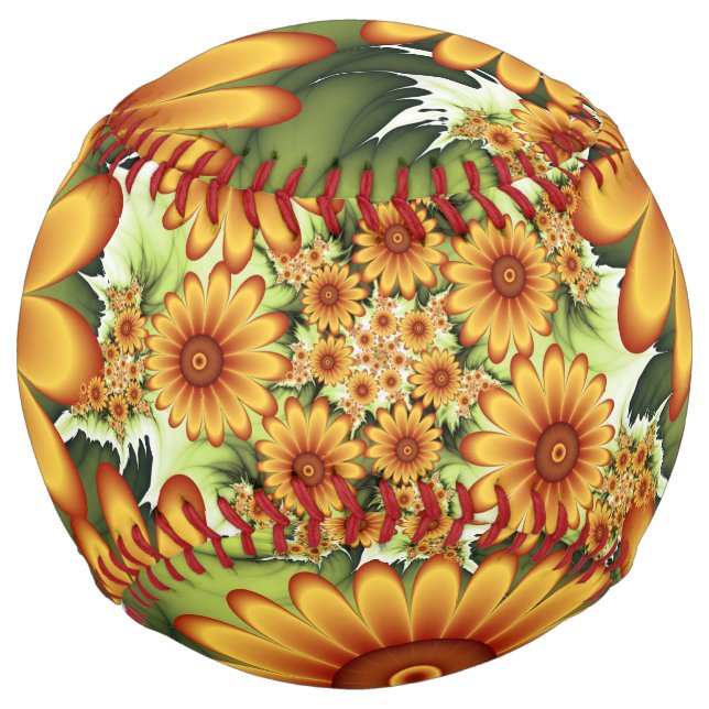 Balle De Softball Rêve Floral, Art Fractal Moderne Abstrait Fleur (Devant)