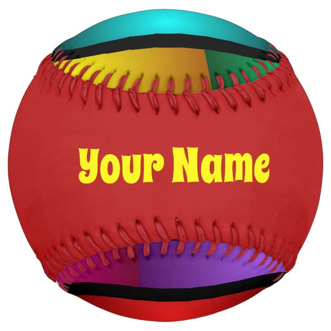 Balle De Softball Ronde et psychédélique couleur moderne Nom fractal (Devant)