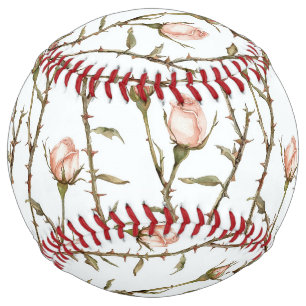 Balle De Softball Roses Florales Rose Pâle