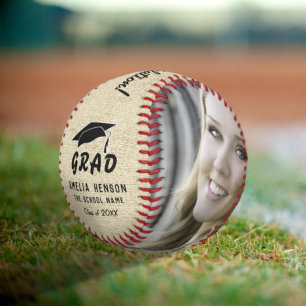 Balle De Softball Rustic Félicitations Graduation Photo