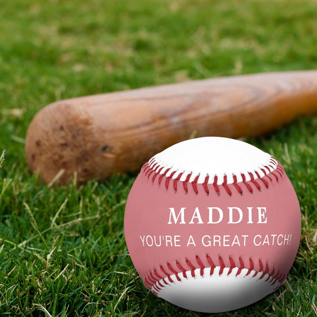 Balle De Softball Saint-Valentin Vous Êtes Un Grand Atout Personnali (Valentines You're A Great Catch Personalized Coral Softball)