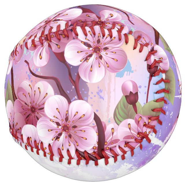 Balle De Softball Sakura rose sur la peinture Arrière - plan (Devant droit)