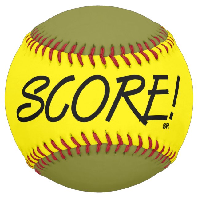 Balle De Softball Score jaune et kaki softball (Devant)