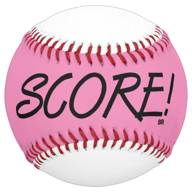 Balle De Softball Score rose et blanc softball (Devant)