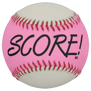 Balle De Softball Score rose et gris softball