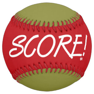 Balle De Softball Score rouge et kaki softball