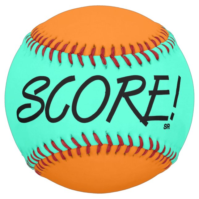 Balle De Softball Score turquoise et orange softball (Devant)