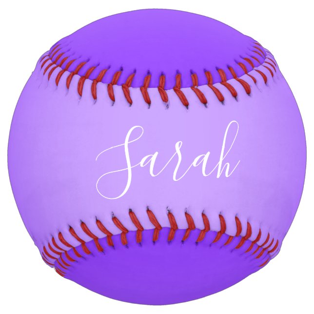 Balle De Softball Script modifiable violet Ombre et blanc (Devant)