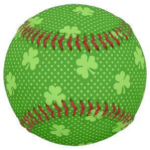 Balle De Softball Shamrock Vert  Clover Motif Saint Patricks Day