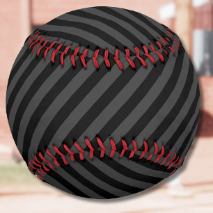 Balle De Softball Simples bandes diagonales noires et fumantes noire