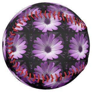 Balle De Softball Softball à fleurs violettes