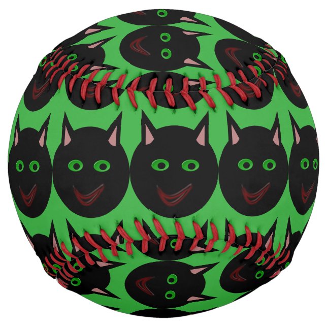 Balle De Softball Softball Chat Noir Halloween (Devant)