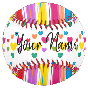 Balle De Softball Softball Coeurs personnalisés par HAMbyWG