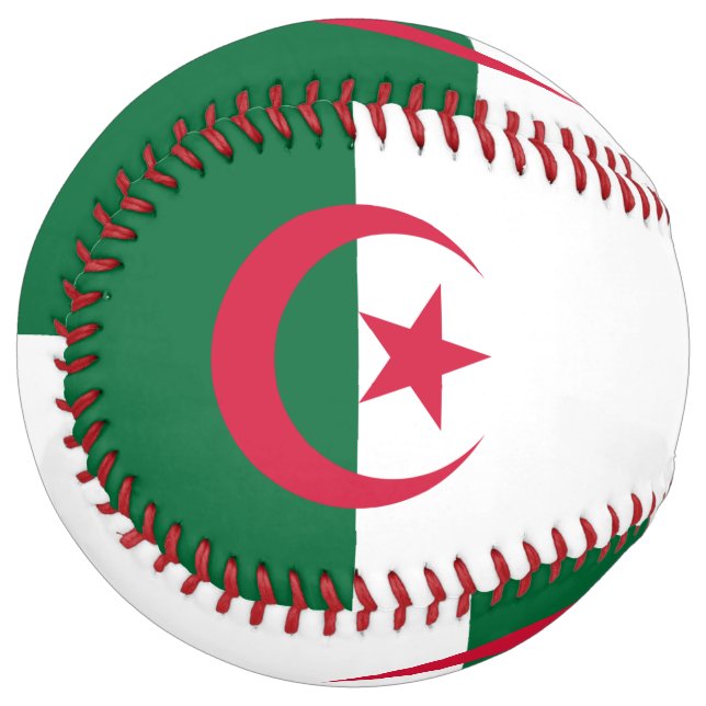 Balle De Softball Softball patriotique avec drapeau d'Algérie (Devant gauche)