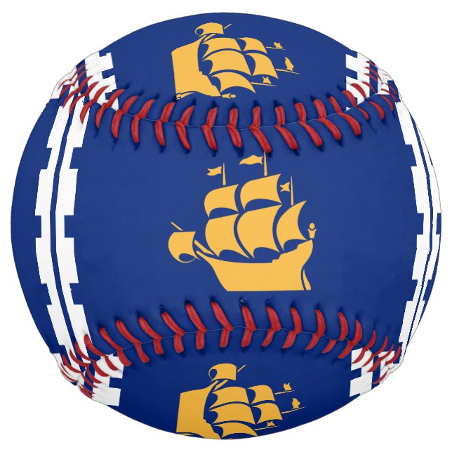 Balle De Softball Softball patriotique avec drapeau de Québec (Devant)