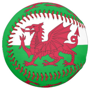 Balle De Softball Softball patriotique avec drapeau du Pays de Galle