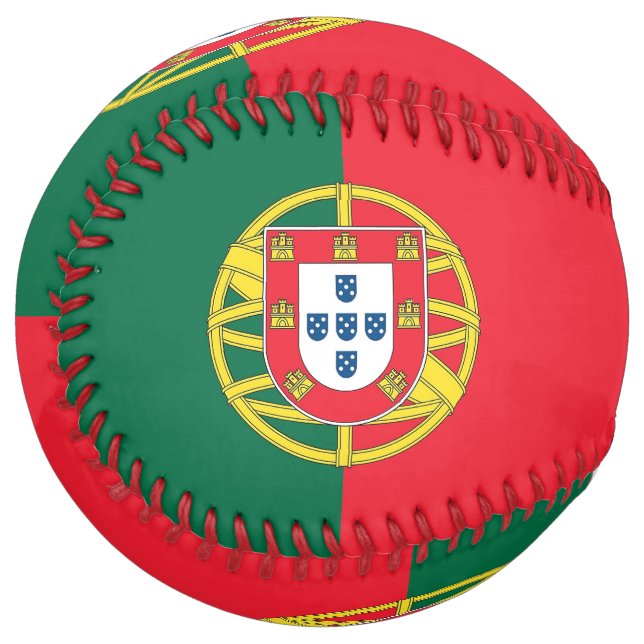 Balle De Softball Softball patriotique avec drapeau du Portugal (Devant gauche)