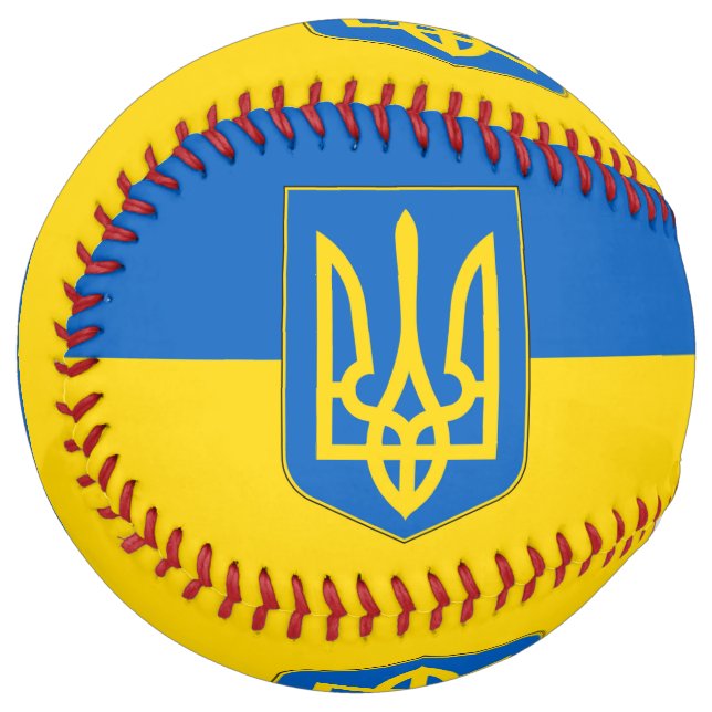 Balle De Softball Softball patriotique avec drapeau d'Ukraine (Devant gauche)