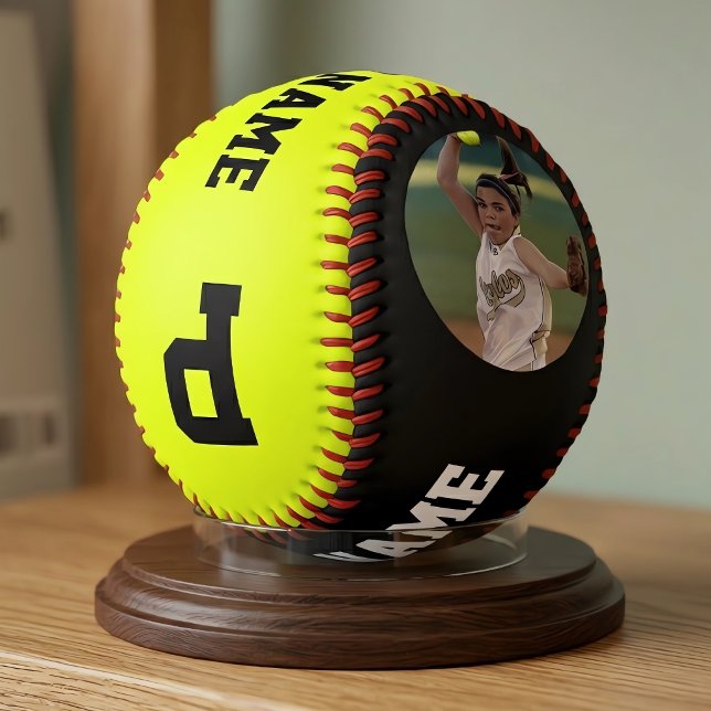 Balle De Softball Softball Player Photo Team Name and Number Custom (Custom softballs for fastpitch softball players and fans. Great for fastpitch softball seniors!)