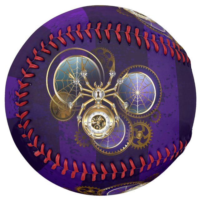 Balle De Softball Spider Steampunk sur Arrière - plan pourpre (Devant gauche)