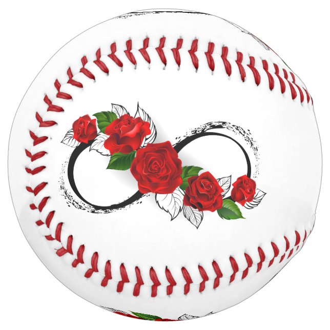 Balle De Softball Symbole d'infini avec les roses rouges (Devant gauche)