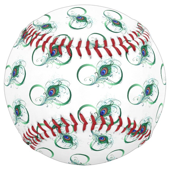 Balle De Softball Symbole d'infini avec plume de paon (Devant)