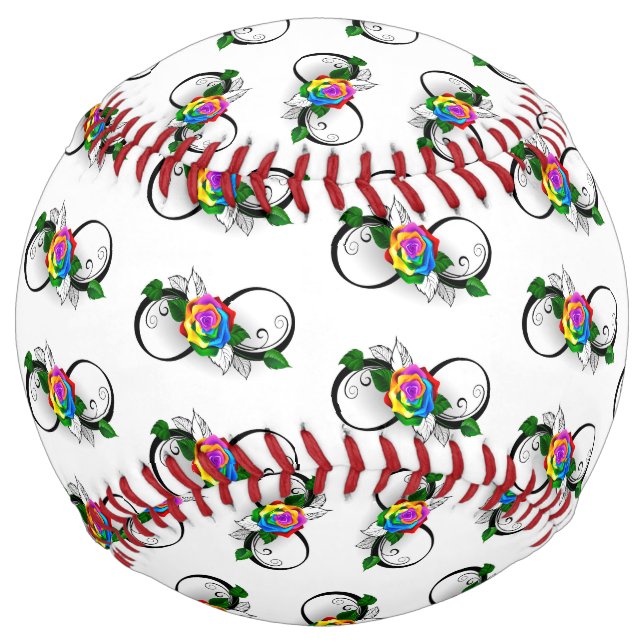 Balle De Softball Symbole d'infini avec Rose arc-en-ciel (Devant)